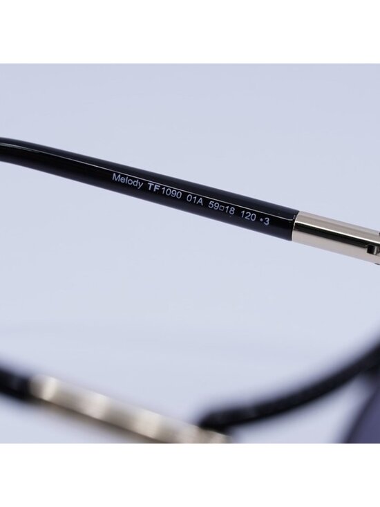 Tom Ford Melody FT1090 01A Sunglasses Shiny Black Geometric Frame, Smoke Lenses